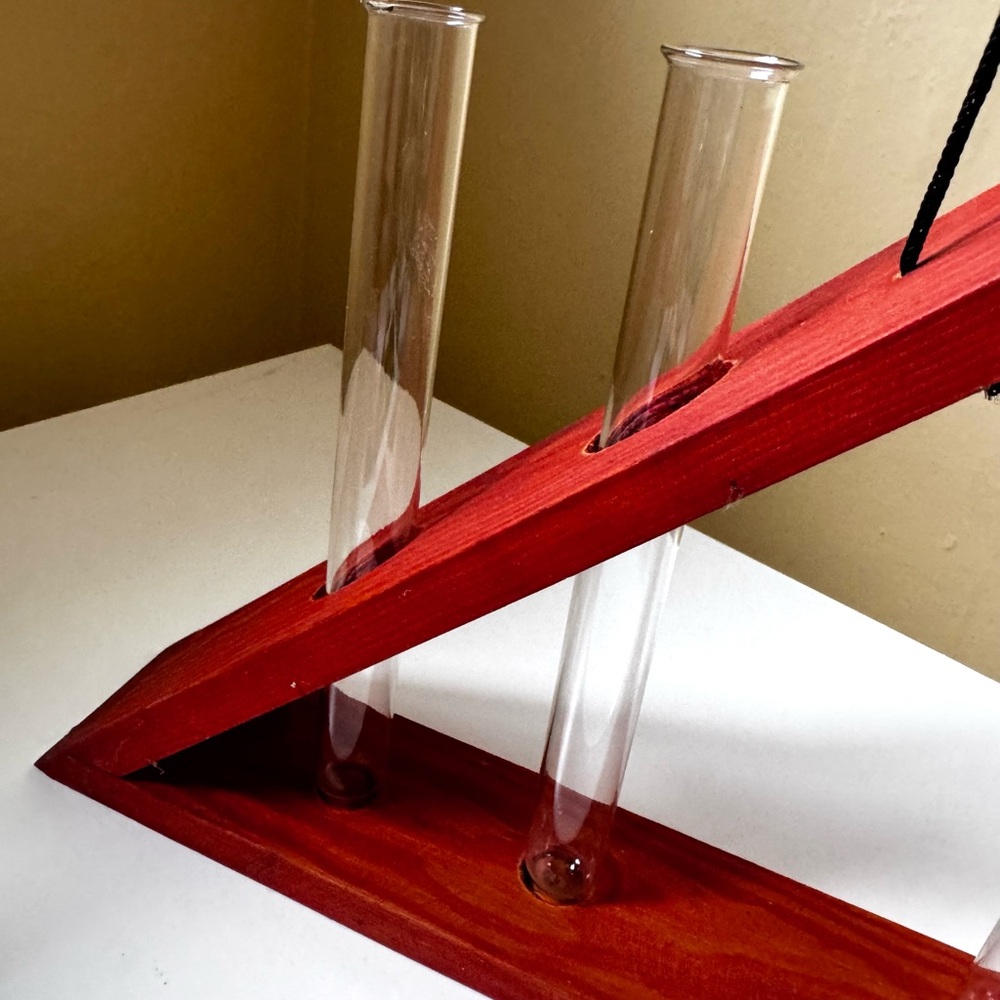 Plant Propagation Stand, Wood Window Hanging Triangle with Test tubes, handmade - Picture 6 of 12